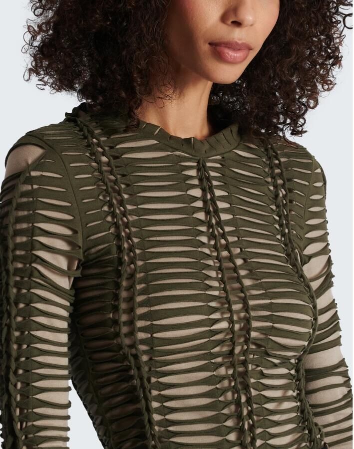 Balmain Geweven jersey top Green Dames