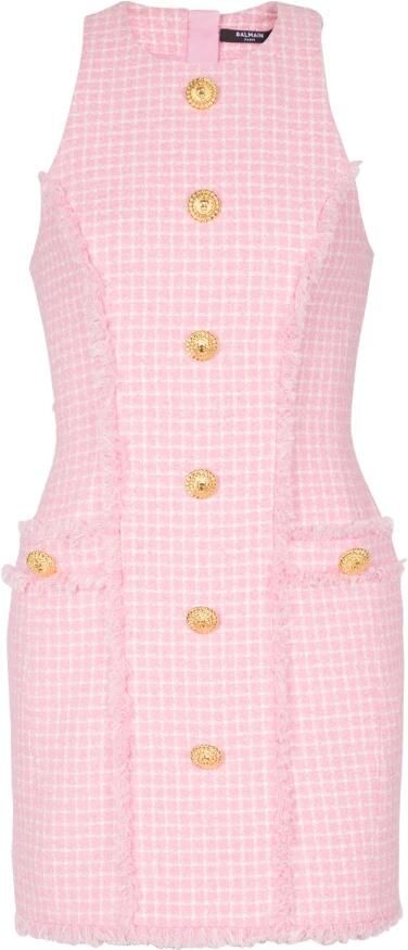 Balmain Gingham tweed jurk Pink Dames