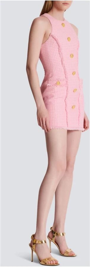 Balmain Gingham tweed jurk Pink Dames - Foto 7