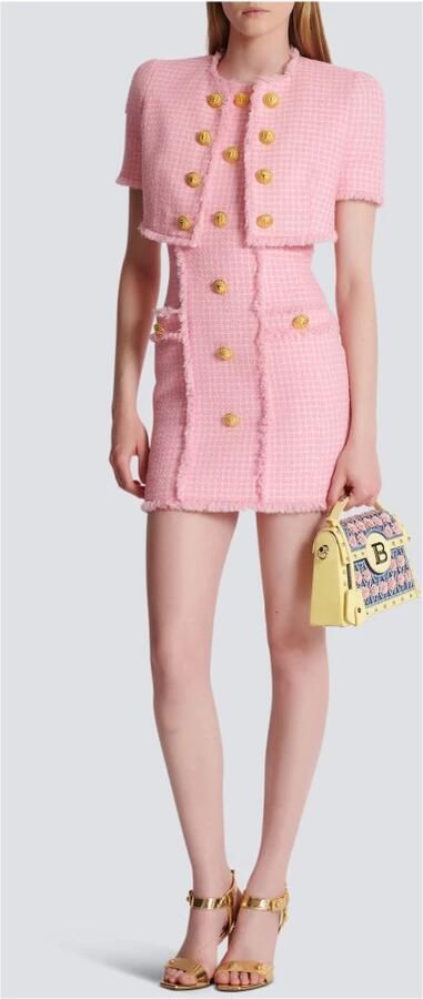 Balmain Gingham tweed jurk Pink Dames - Foto 6