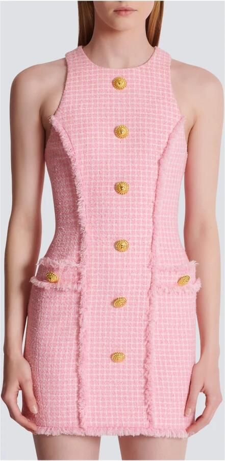 Balmain Gingham tweed jurk Pink Dames - Foto 4