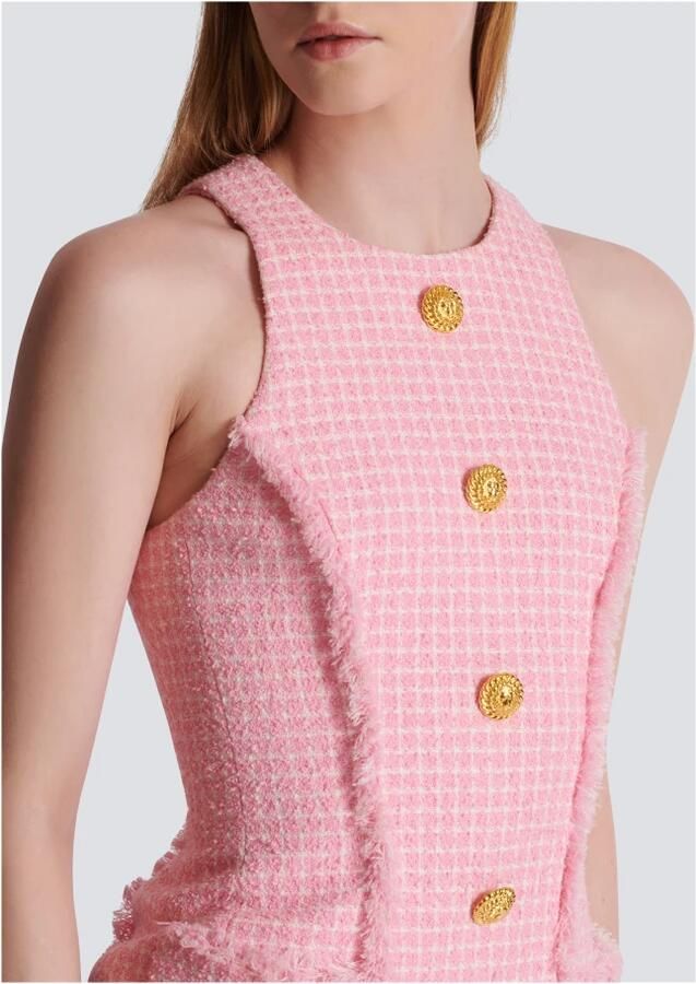 Balmain Gingham tweed jurk Pink Dames - Foto 2