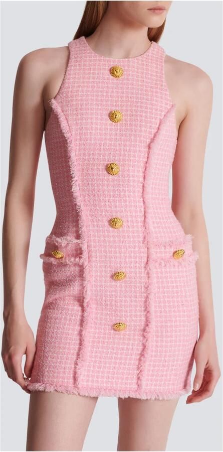 Balmain Gingham tweed jurk Pink Dames - Foto 3