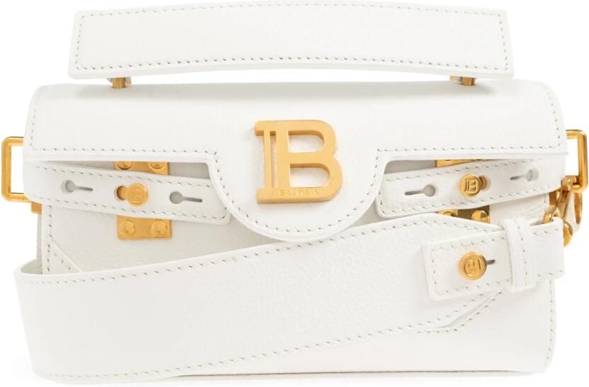 Balmain Shoppers B-Buzz 19 Purse Leather White in grijs