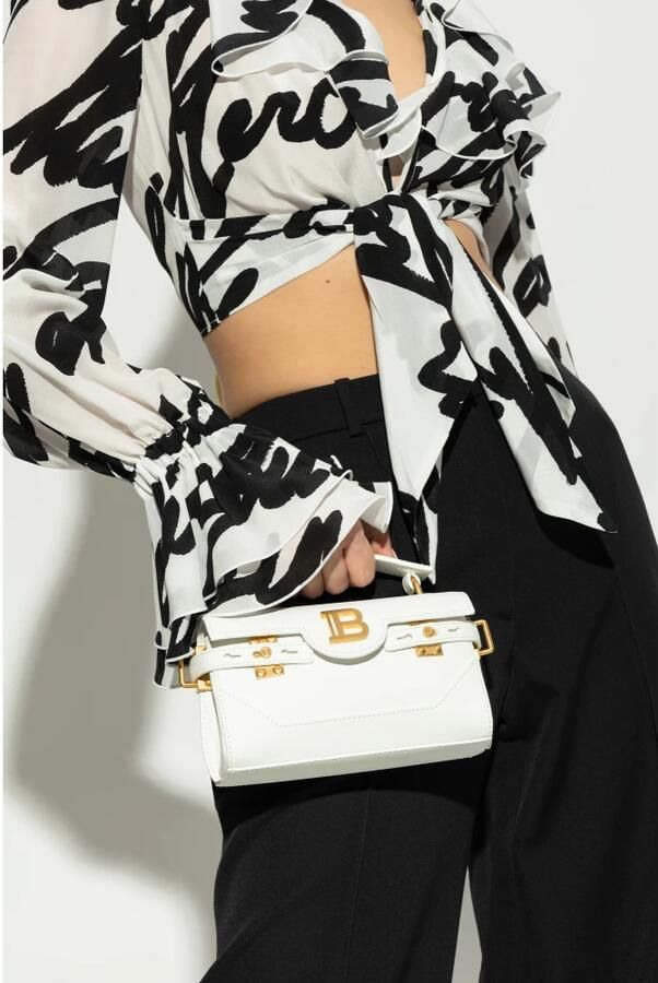 Balmain Shoppers B-Buzz 19 Purse Leather White in grijs - Foto 4