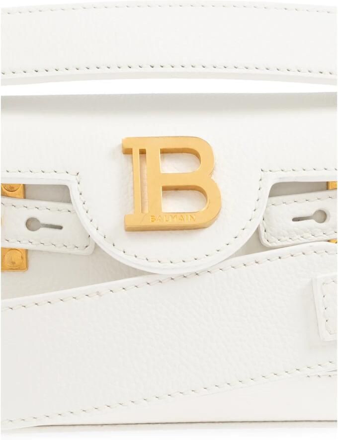 Balmain Shoppers B-Buzz 19 Purse Leather White in grijs - Foto 3