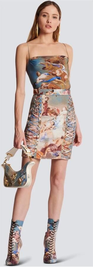 Balmain Hemels bedrukte canvas rok met veters Meerkleurig Dames - Foto 4