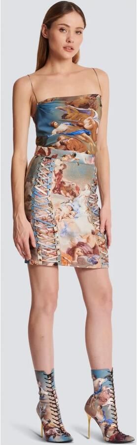 Balmain Hemels bedrukte canvas rok met veters Meerkleurig Dames - Foto 5