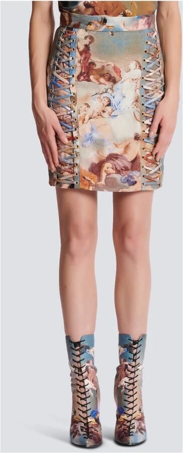 Balmain Hemels bedrukte canvas rok met veters Meerkleurig Dames - Foto 3