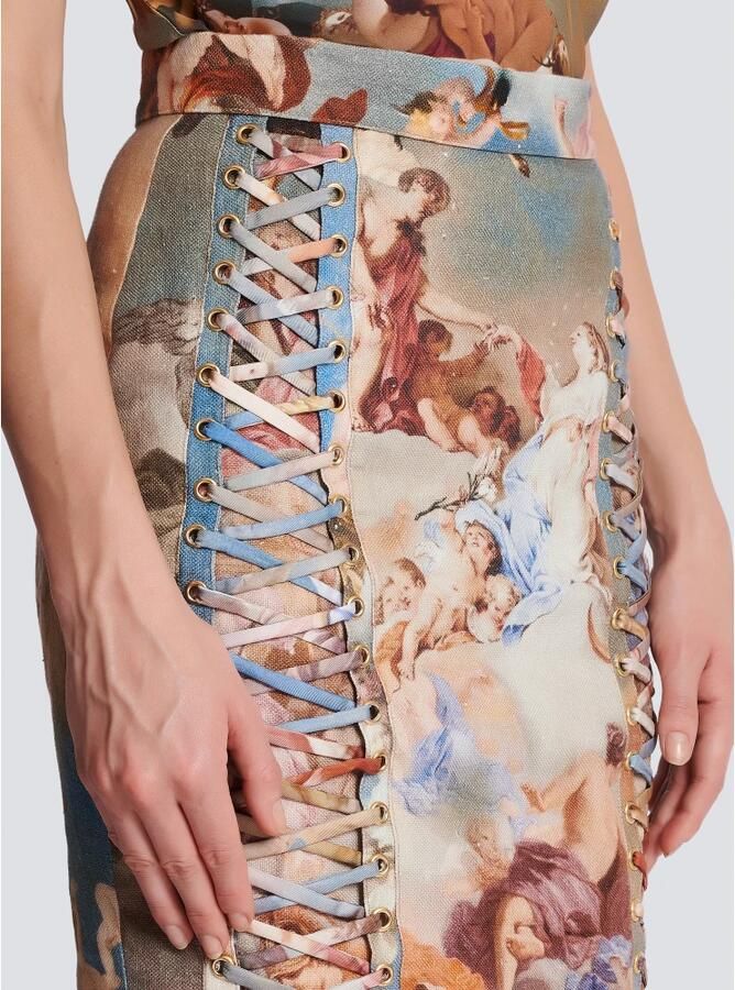 Balmain Hemels bedrukte canvas rok met veters Meerkleurig Dames
