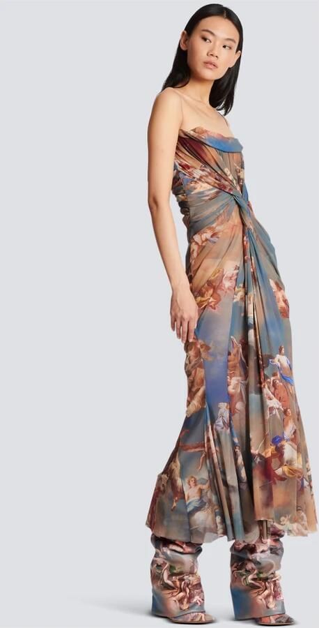 Balmain Hemel bedrukte gedrapeerde tule maxi jurk Multicolor Dames - Foto 2