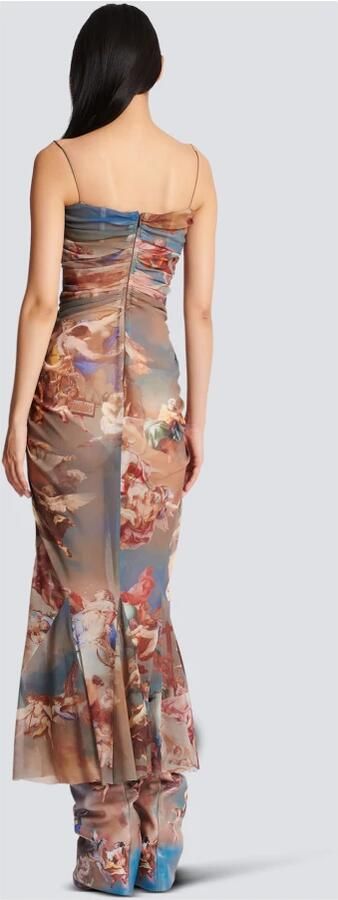 Balmain Hemel bedrukte gedrapeerde tule maxi jurk Multicolor Dames - Foto 4