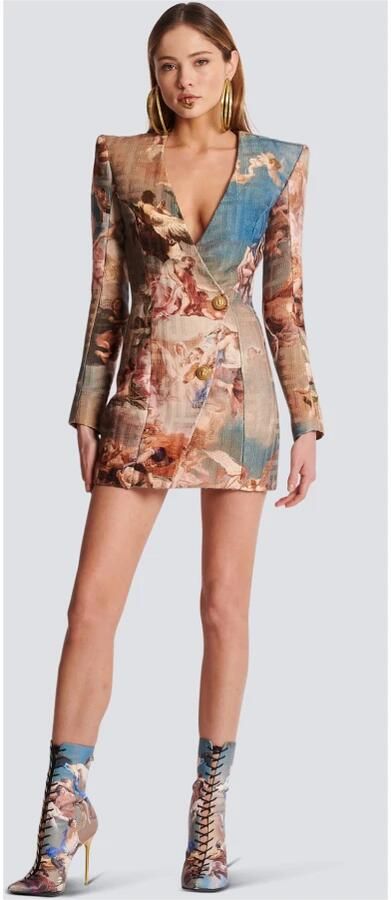 Balmain Hemels bedrukte monogram jacquard wikkeljurk Meerkleurig Dames - Foto 6