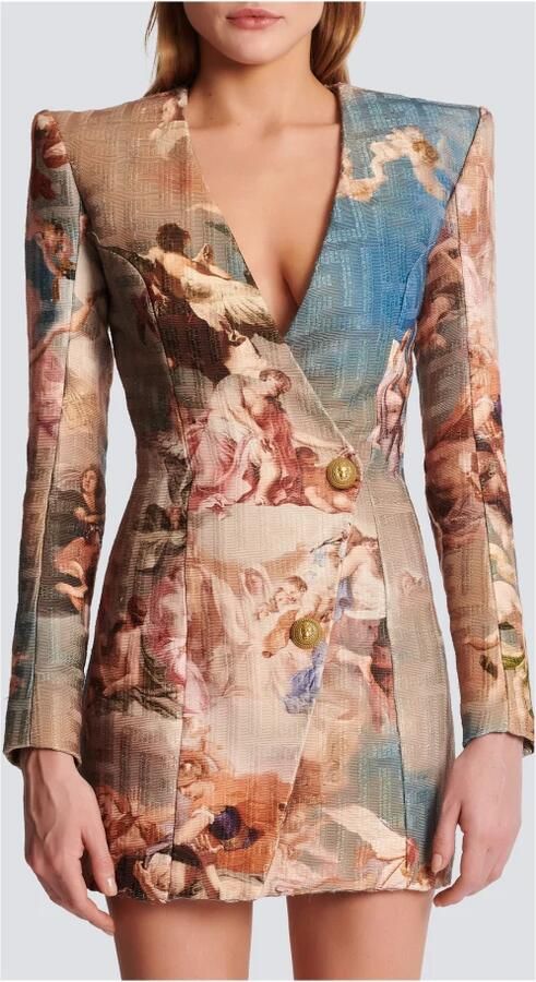 Balmain Hemels bedrukte monogram jacquard wikkeljurk Meerkleurig Dames - Foto 4