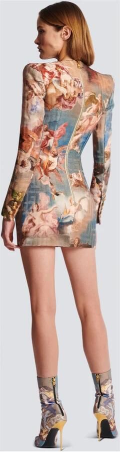 Balmain Hemels bedrukte monogram jacquard wikkeljurk Meerkleurig Dames - Foto 5