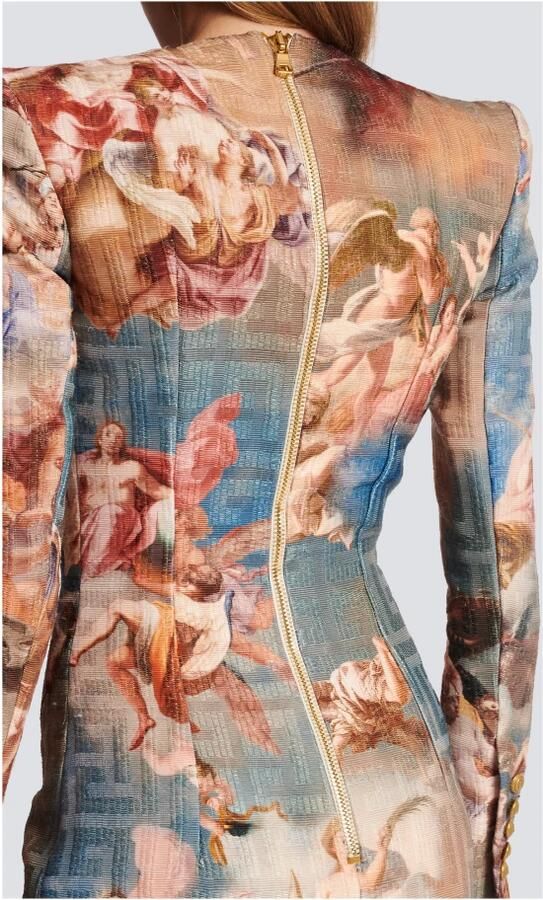 Balmain Hemels bedrukte monogram jacquard wikkeljurk Meerkleurig Dames - Foto 3