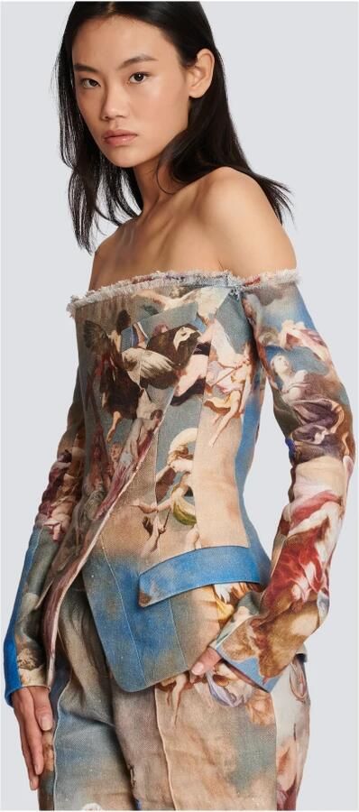Balmain Sky printed off-the-shoulder canvas jacket Meerkleurig Dames - Foto 2