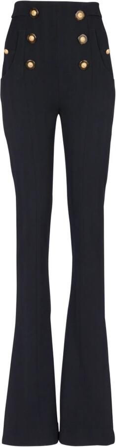Balmain Broek met hoge taille en visgraatmotief Blauw Dames