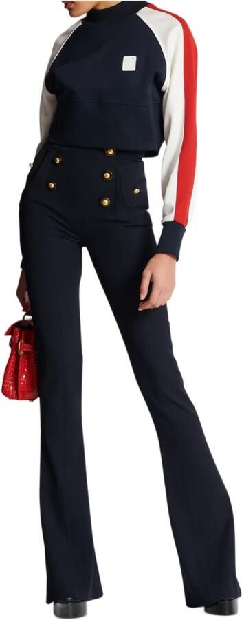 Balmain Broek met hoge taille en visgraatmotief Blauw Dames - Foto 3