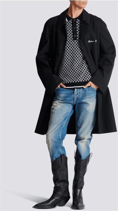 Balmain ini monogram polo shirt Black Heren - Foto 4