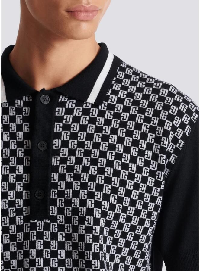 Balmain ini monogram polo shirt Black Heren - Foto 2