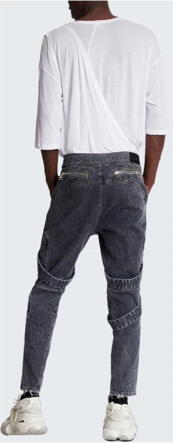 Balmain Katoenen slim-fit jeans met bandjes Black Heren - Foto 6