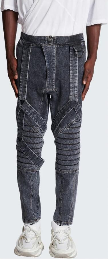 Balmain Katoenen slim-fit jeans met bandjes Black Heren - Foto 5