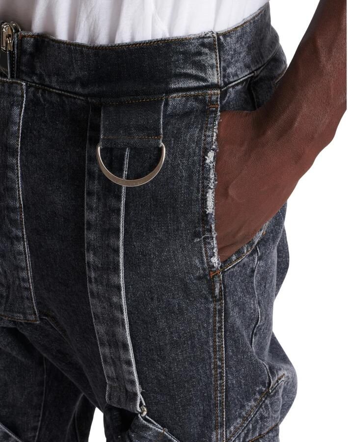 Balmain Katoenen slim-fit jeans met bandjes Black Heren