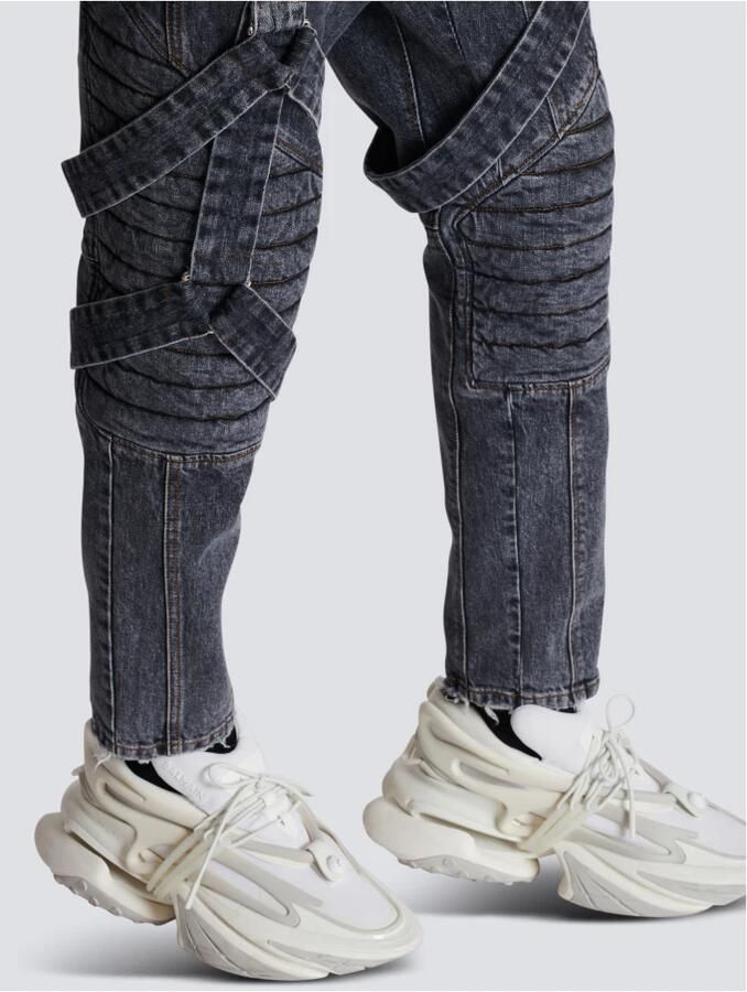 Balmain Katoenen slim-fit jeans met bandjes Black Heren - Foto 3