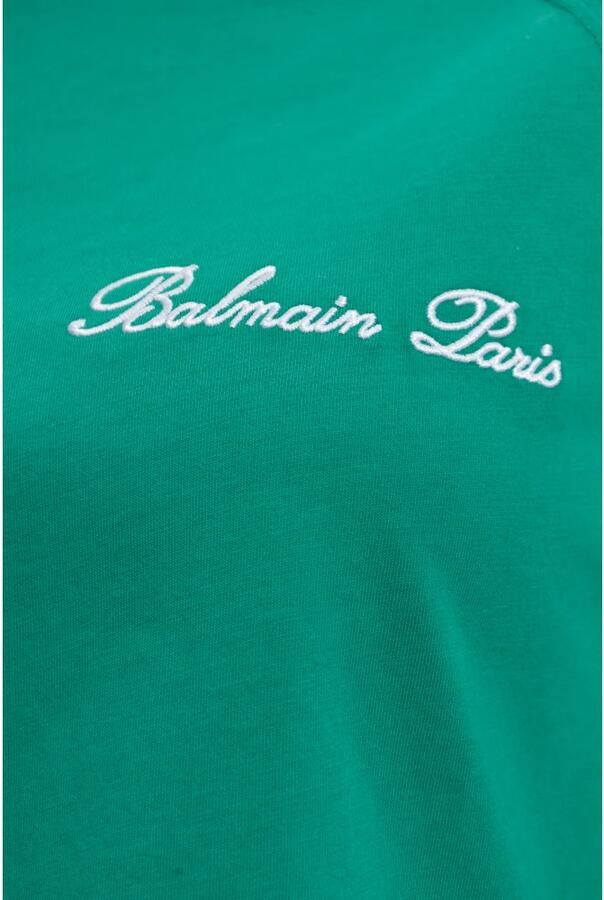 Balmain Cropped Signature T-shirt Blue Dames - Foto 2