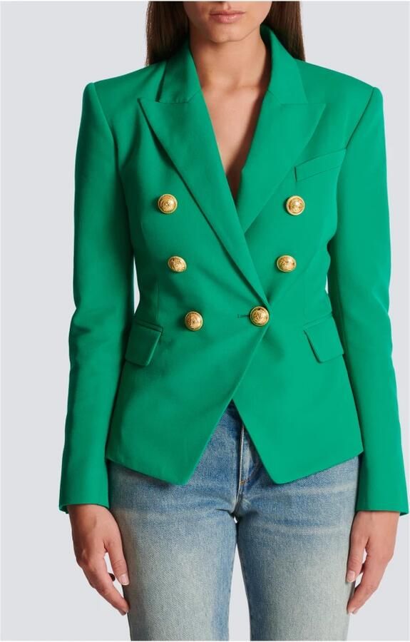 Balmain Groene Wollen Blazer Gouden Knopen Green Dames - Foto 4