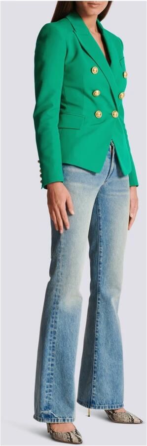 Balmain Groene Wollen Blazer Gouden Knopen Green Dames - Foto 7