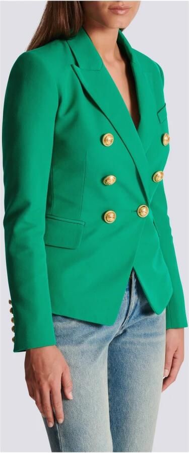 Balmain Groene Wollen Blazer Gouden Knopen Green Dames - Foto 5