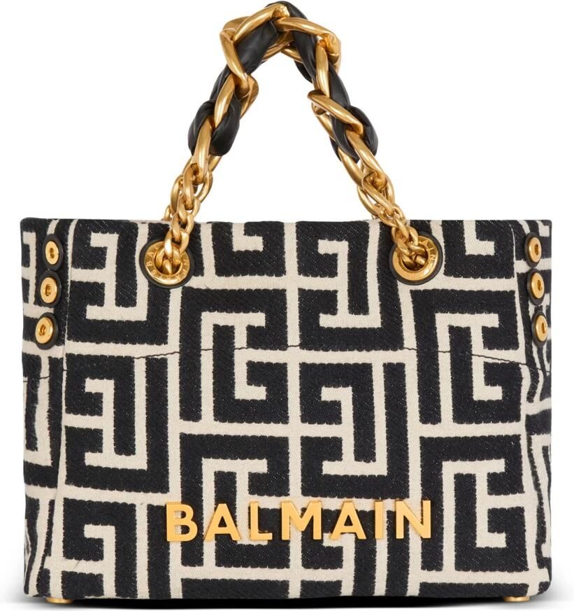 Balmain Shoppers 1945 Soft Small Ivory Shoulder Bag in zwart