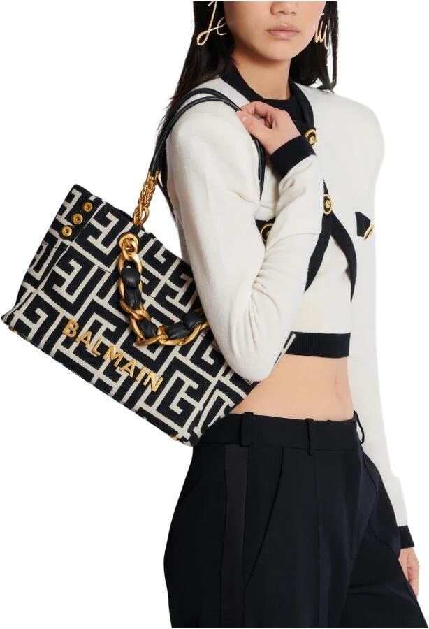 Balmain Shoppers 1945 Soft Small Ivory Shoulder Bag in zwart - Foto 6