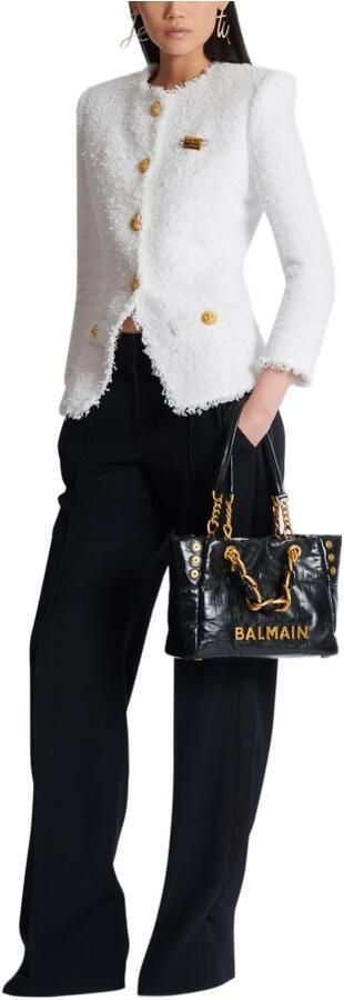 Balmain Kleine 1945 Zachte tote tas in gebarsten kalfsleer Black Dames