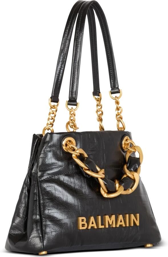 Balmain Kleine 1945 Zachte tote tas in gebarsten kalfsleer Black Dames - Foto 6