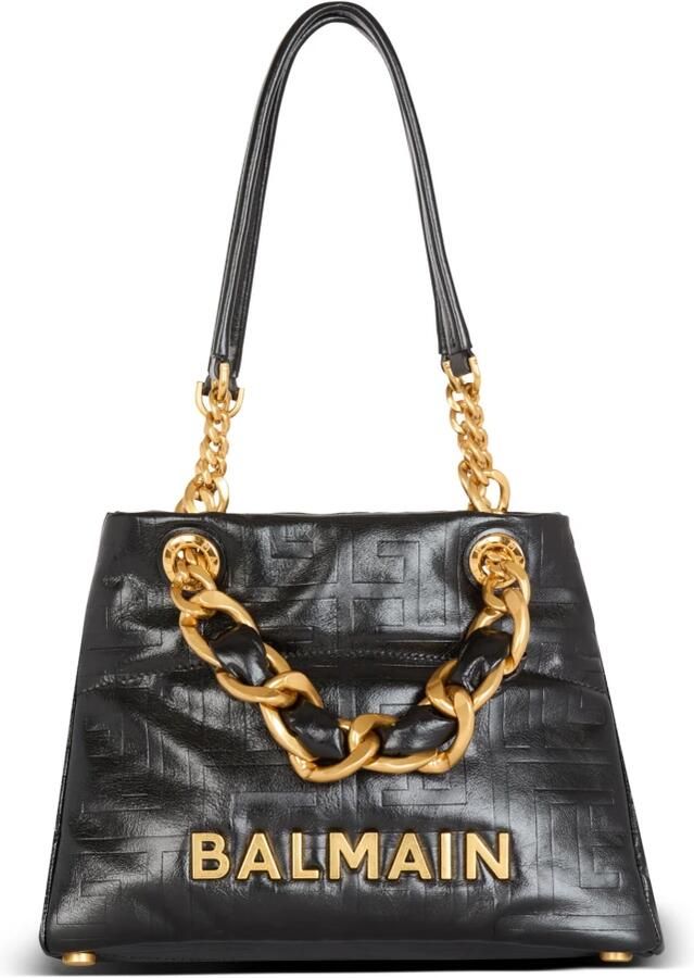 Balmain Kleine 1945 Zachte tote tas in gebarsten kalfsleer Black Dames - Foto 5