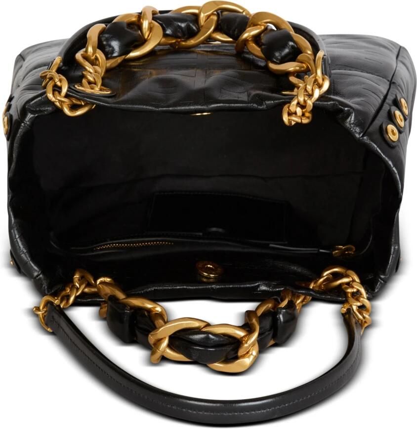 Balmain Kleine 1945 Zachte tote tas in gebarsten kalfsleer Black Dames - Foto 3