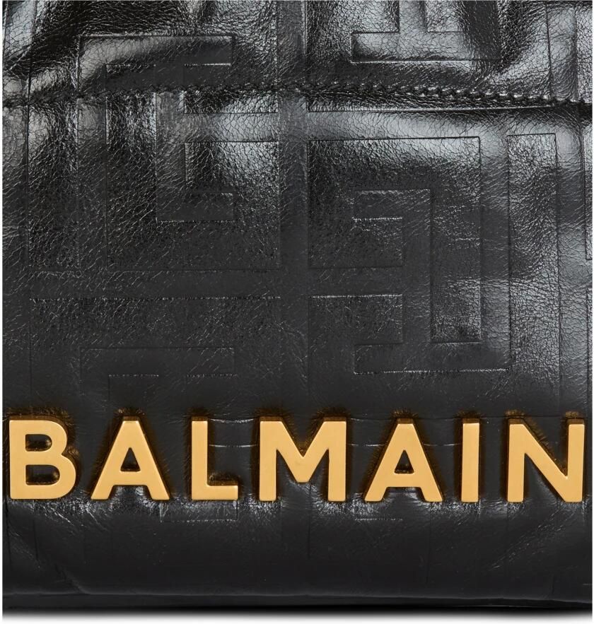 Balmain Kleine 1945 Zachte tote tas in gebarsten kalfsleer Black Dames - Foto 2