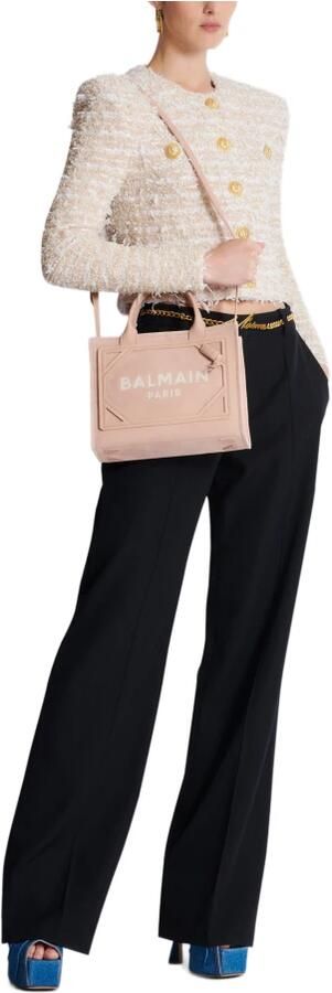 Balmain Totes & shoppers B-Army Small Shopper Bag Leather Pink in roze - Foto 7