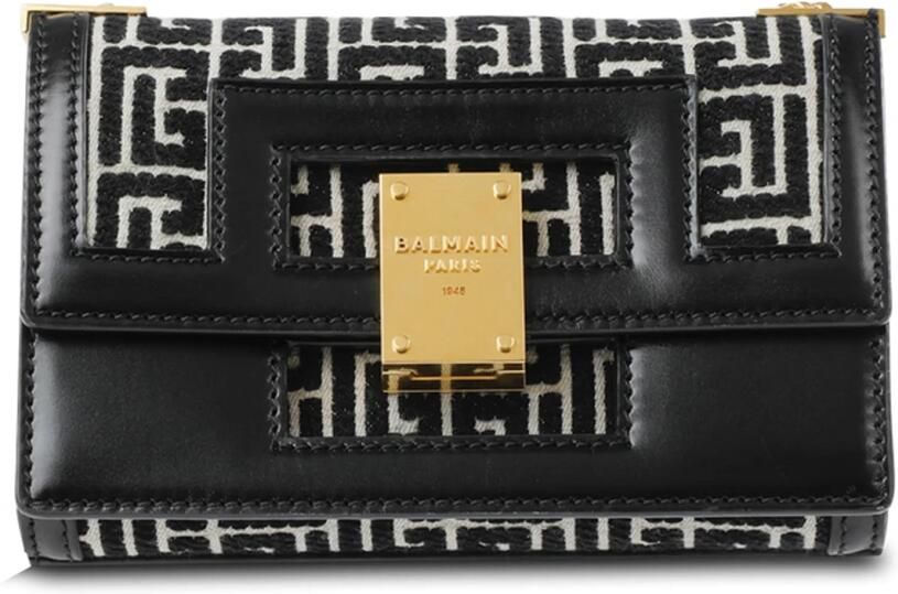 Balmain Kleine tweekleurige jacquard 1945 Heritage tas Black Dames - Foto 2