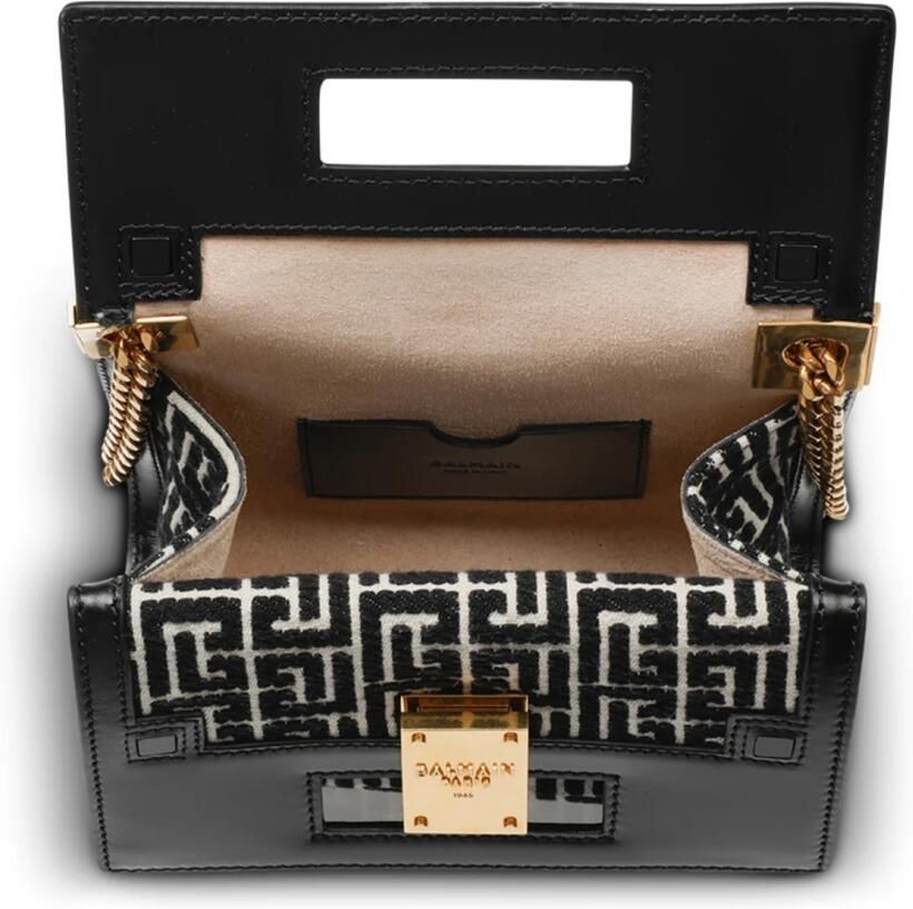 Balmain Kleine tweekleurige jacquard 1945 Heritage tas Black Dames - Foto 5