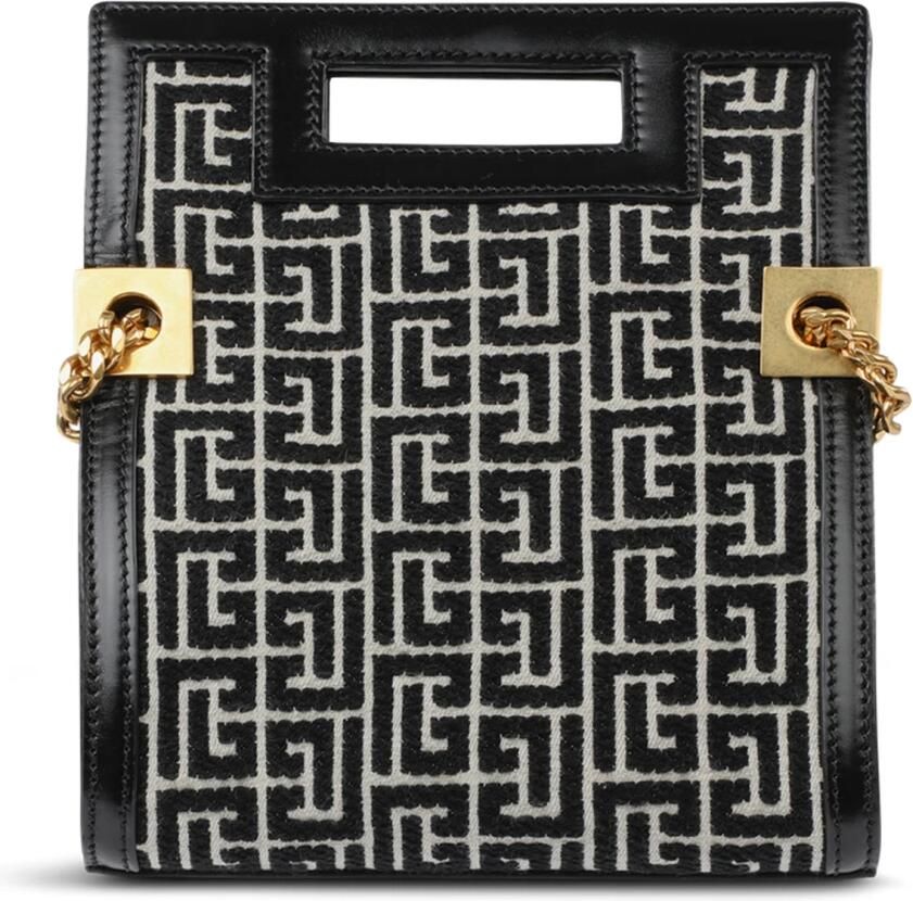 Balmain Kleine tweekleurige jacquard 1945 Heritage tas Black Dames - Foto 3