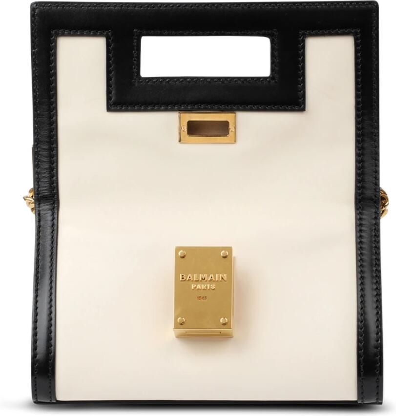 Balmain Small-sized black and white leather 1945 Heritage bag Wit Dames