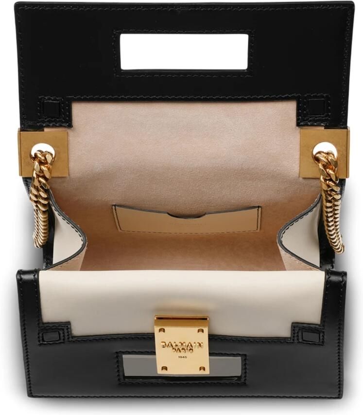 Balmain Small-sized black and white leather 1945 Heritage bag Wit Dames - Foto 3
