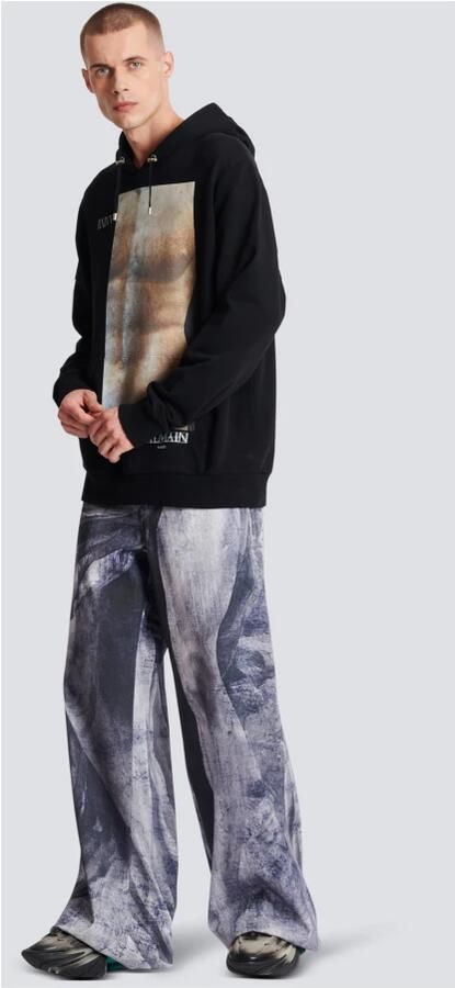 Balmain Katoenen Hoodie Sweatshirt met Logodetail Black Heren