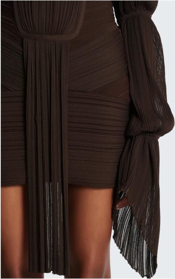 Balmain Korte gedrapeerde jurk van geplooide jersey Brown Dames - Foto 3