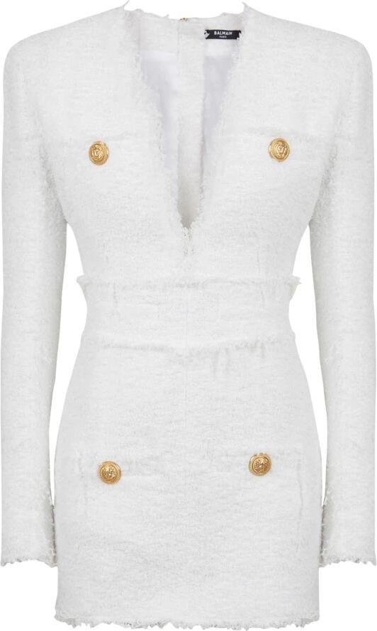 Balmain Robe courte en tweed Wit Dames