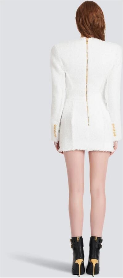 Balmain Robe courte en tweed Wit Dames - Foto 4